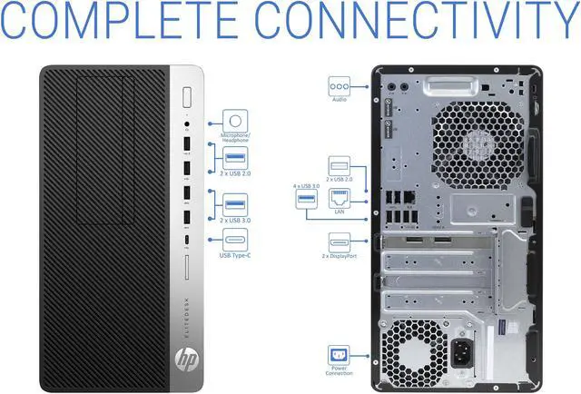 Alt view image 3 of 7 - HP EliteDesk 705 G4 Desktop, AMD A10-9700 Upto 3.8GHz, 32GB RAM, 512GB NVMe SSD + 500GB HDD, DVDRW, DisplayPort, Wi-Fi, Bluetooth, Windows 10 Pro