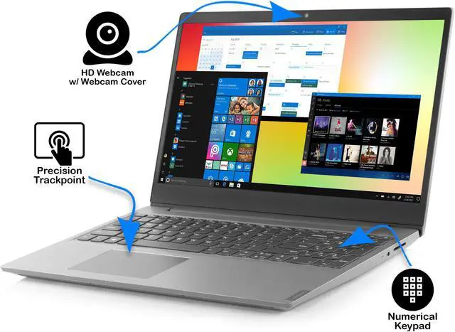 Alt view image 4 of 7 - Lenovo IdeaPad S145 Notebook, 15.6" HD Display, AMD Ryzen 3 3200U Upto 3.5GHz, 8GB RAM, 256GB NVMe SSD, Vega 3, HDMI, Card Reader, Wi-Fi, Bluetooth, Windows 10 Pro