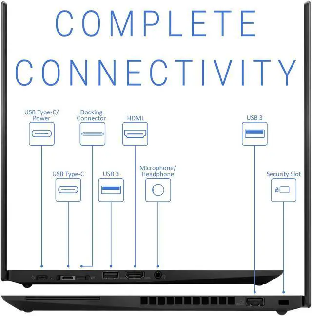 Alt view image 7 of 7 - Lenovo ThinkPad T490s Notebook, 14" IPS FHD Touch Display, Intel Core i7-8565U Upto 4.6GHz, 8GB RAM, 256GB NVMe SSD, HDMI, Thunderbolt, Wi-Fi, Bluetooth, Windows 10 Pro