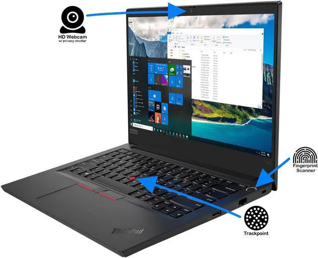 Alt view image 5 of 7 - Lenovo ThinkPad E14 Gen 2 Laptop, 14" IPS FHD Display, AMD Ryzen 5 4600U Upto 4.0GHz, 8GB RAM, 1TB NVMe SSD, Vega 6, HDMI, DisplayPort via USB-C, Wi-Fi, Bluetooth, Windows 10 Pro
