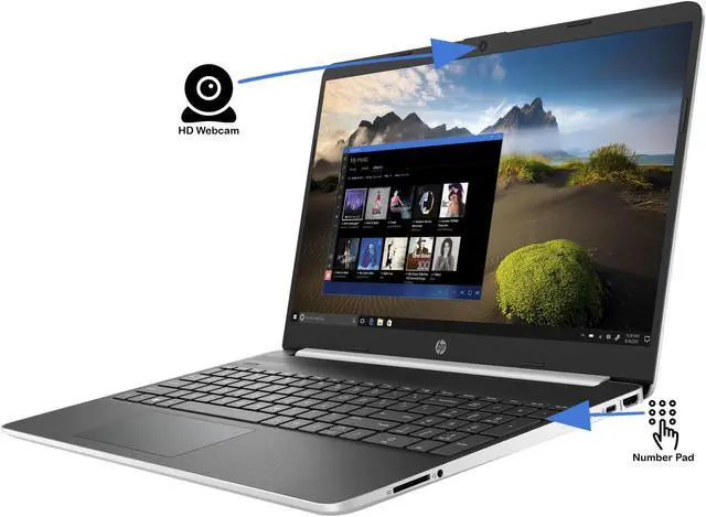 Alt view image 3 of 6 - HP 15 Notebook, 15.6" HD Display, Intel Core i7-1065G7 Upto 3.9GHz, 8GB RAM, 256GB NVMe SSD, HDMI, Card Reader, Wi-Fi, Bluetooth, Windows 10 Pro