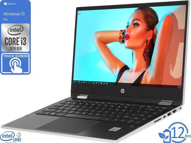Main image of HP Pavilion x360 Notebook, 14" HD Touch Display, Intel Core i3-1005G1 Upto 3.4GHz, 8GB RAM, 256GB SSD, HDMI, DisplayPort via USB-C, Card Reader, Wi-Fi, Bluetooth, Windows 10 Pro S