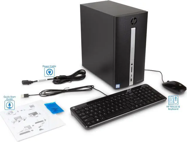 Alt view image 7 of 7 - HP Pavilion 570 Desktop, Intel Core i3-7100 3.9GHz, 16GB RAM, 512GB SSD, DVDRW, VGA, HDMI, Card Reader, Wi-Fi, Bluetooth, Windows 10 Pro