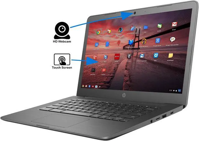 Alt view image 4 of 6 - HP 14 Chromebook, 14" HD Touch Display, Intel Celeron N3350 Upto 2.4GHz, 4GB RAM, 32GB eMMC, Card Reader, Wi-Fi, Bluetooth, Chrome OS (3JQ73UA)