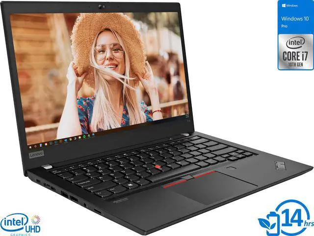 Main image of Lenovo ThinkPad T14 Notebook, 14" IPS FHD Display, Intel Core i5-10210U Upto 4.2GHz, 16GB RAM, 256GB NVMe SSD, HDMI, Displayport via USB-C, Card Reader, Wi-Fi, Bluetooth, Windows 10 Pro