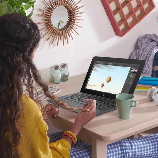 Alt view image 6 of 7 - HP 11a Chromebook, 11.6" HD Display, Intel Celeron N3350 Upto 2.4GHz, 4GB RAM, 32GB eMMC, Card Reader, Wi-Fi, Bluetooth, Chrome OS (1N091UA)