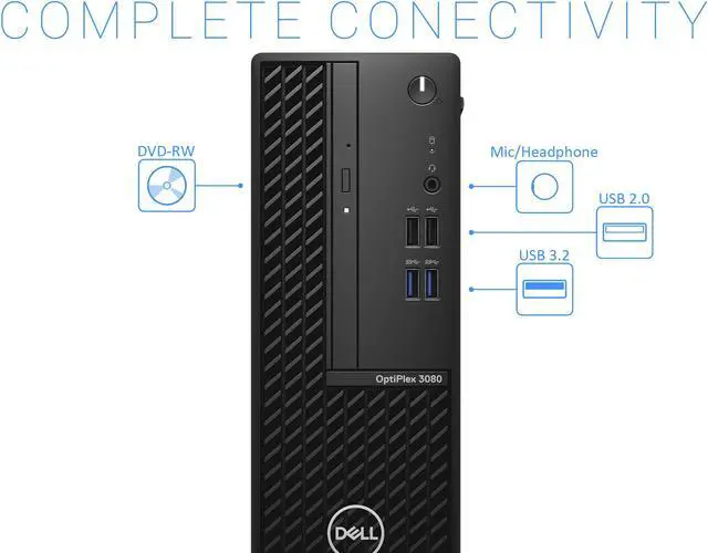 Alt view image 5 of 6 - Dell OptiPlex 3080 Desktop, Intel Core i5-10500 Upto 4.5GHz, 8GB RAM, 1TB SSD, DVDRW, HDMI, DisplayPort, Wi-Fi, Bluetooth, Windows 10 Pro