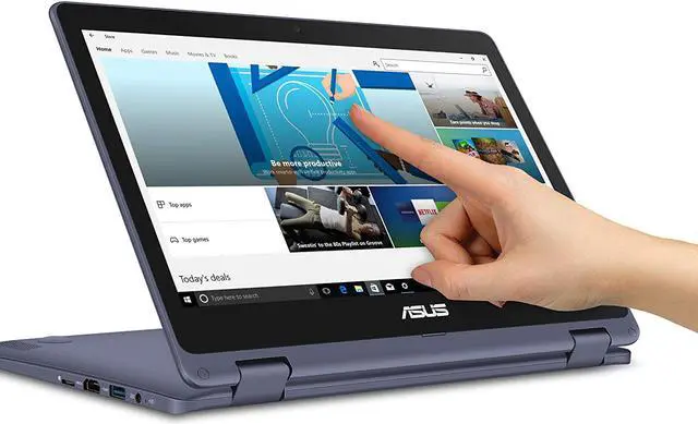 Alt view image 5 of 7 - ASUS VivoBook Flip Notebook, 11.6" HD Touch Display, Intel Celeron N3350 Upto 2.4GHz, 4GB RAM, 64GB eMMC, HDMI, Card Reader, Wi-Fi, Bluetooth, Windows 10 Home S (J202NA-DH01T)