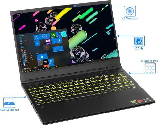 Alt view image 7 of 7 - EVOO Gaming Notebook, 15.6" 120Hz FHD Display, AMD Ryzen 7 4800H Upto 4.2GHz, 32GB RAM, 512GB NVMe SSD, NVIDIA GeForce RTX 2060, Mini DisplayPort, HDMI, Card Reader, Wi-Fi, Bluetooth, Windows 10 Home