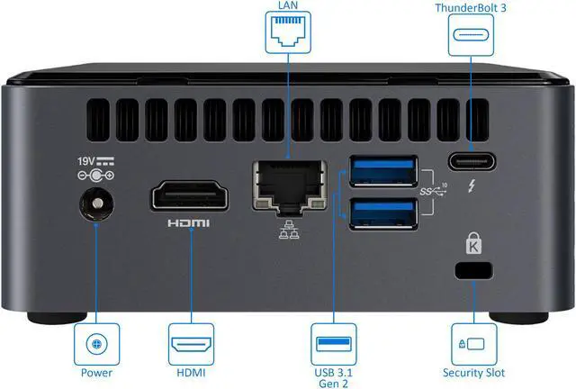 Alt view image 4 of 7 - Intel NUC10i7FNHN Mini PC, Intel Core i7-10710U Upto 4.7GHz, 32GB RAM, 2TB SSD, HDMI, Thunderbolt, Card Reader, Wi-Fi, Bluetooth, Windows 10 Pro