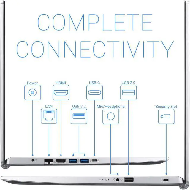Alt view image 5 of 7 - Acer Aspire 5 Laptop, 15.6" IPS FHD Display, Intel Core i3-1115G4 Upto 4.1GHz, 4GB RAM, 1TB NVMe SSD, HDMI, Wi-Fi, Bluetooth, Windows 10 Home S