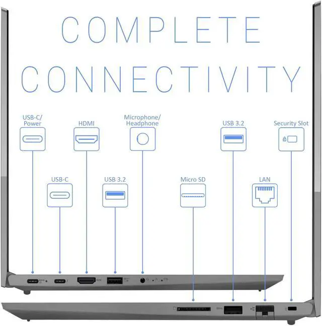 Alt view image 5 of 7 - Lenovo ThinkBook 15 G2 Laptop, 15.6" IPS FHD Touch Display, Intel Core i7-1165G7 Upto 4.7GHz, 16GB RAM, 1TB NVMe SSD, HDMI, DisplayPort via USB-C, Card Reader, Wi-Fi, Bluetooth, Windows 10 Pro