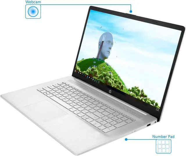 Alt view image 4 of 14 - HP 17 Laptop, 17.3" IPS FHD Display, AMD Ryzen 5 5500U Upto 4.0GHz, 32GB RAM, 1TB NVMe SSD, Vega 6, HDMI, Wi-Fi, Bluetooth, Windows 10 Pro S