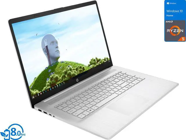 Main image of HP 17 Laptop, 17.3" IPS FHD Display, AMD Ryzen 5 5500U Upto 4.0GHz, 32GB RAM, 1TB NVMe SSD, Vega 6, HDMI, Wi-Fi, Bluetooth, Windows 10 Home S
