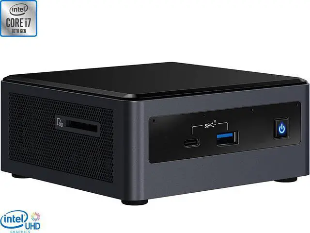 Main image of Intel NUC10I7FNHN Mini PC, Intel Core I7-10710U Upto 4.7GHz, 32GB RAM, 512GB NVMe SSD, HDMI, Thunderbolt, Card Reader, Wi-Fi, Bluetooth, Windows 10 Pro