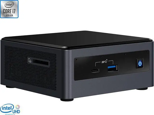 Main image of Intel NUC10I7FNHN Mini PC, Intel Core I7-10710U Upto 4.7GHz, 16GB RAM, 1TB NVMe SSD + 500GB HDD, HDMI, Thunderbolt, Card Reader, Wi-Fi, Bluetooth, Windows 10 Pro