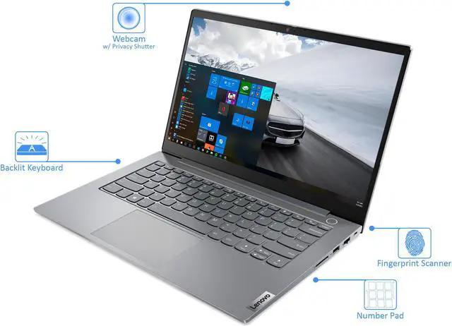 Alt view image 4 of 7 - Lenovo thinkBook 14 G3 Laptop, 14" FHD Display, AMD Ryzen 7 5700U Upto 4.3GHz, 24GB RAM, 4TB NVMe SSD, Vega 8, HDMI, DIsplayPort via USB-C, Card Reader, Wi-Fi, Bluetooth, Windows 10 Pro