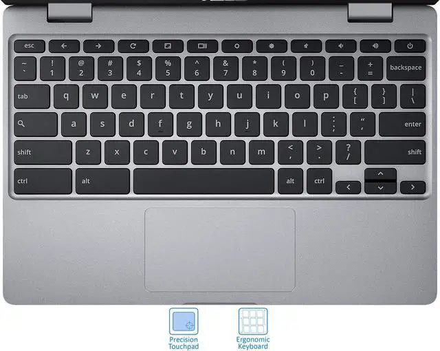 Alt view image 6 of 7 - ASUS Chromebook 12, 11.6" HD Display, Intel Celeron N3350 Upto 2.4GHz, 4GB RAM, 32GB eMMC, Card Reader, Wi-Fi, Bluetooth, Chrome OS