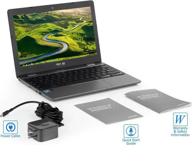 Alt view image 7 of 7 - ASUS Chromebook 12, 11.6" HD Display, Intel Celeron N3350 Upto 2.4GHz, 4GB RAM, 32GB eMMC, Card Reader, Wi-Fi, Bluetooth, Chrome OS