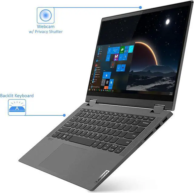 Alt view image 5 of 7 - Lenovo Flex 5i 2-in-1, 14" IPS FHD Touch Display, Intel Core i5-1135G7 Upto 4.2GHz, 8GB RAM, 4TB NVMe SSD, HDMI, Card Reader, Wi-Fi, Bluetooth, Windows 10 Pro
