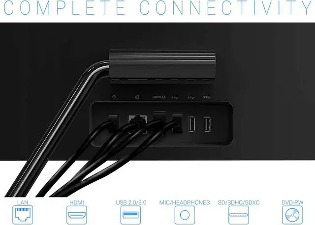 Alt view image 6 of 7 - Lenovo IdeaCentre 3i All-in-One, 24" FHD Display, Intel Core i3-10100T Upto 3.8GHz, 8GB RAM, 256GB NVMe SSD + 1TB HDD, DVDRW, HDMI, Card Reader, Wi-Fi, Bluetooth, Windows 10 Home (F0EU00QYUS)