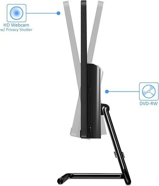 Alt view image 7 of 7 - Lenovo IdeaCentre 3i All-in-One, 24" FHD Display, Intel Core i3-10100T Upto 3.8GHz, 8GB RAM, 256GB NVMe SSD + 1TB HDD, DVDRW, HDMI, Card Reader, Wi-Fi, Bluetooth, Windows 10 Home (F0EU00QYUS)