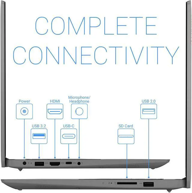 Alt view image 4 of 6 - Lenovo IdeaPad 3 Laptop, 15.6" IPS FHD Touch Display, Intel Core i5-1135G7 Upto 4.2GHz, 12GB RAM, 256GB NVMe SSD, HDMI, Card Reader, Wi-Fi, Bluetooth, Windows 10 Home