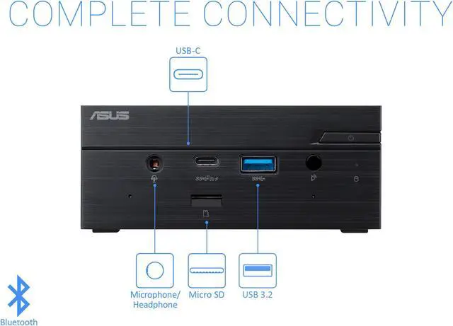 Alt view image 3 of 7 - ASUS PN50 Mini PC, AMD Ryzen 5 4500U Upto 4.0GHz, 8GB RAM, 2TB NVMe SSD, HDMI, DisplayPort, Card Reader, Wi-Fi, Bluetooth, Windows 10 Pro