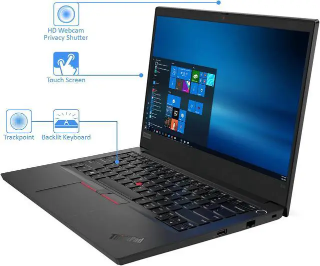 Alt view image 2 of 7 - Lenovo ThinkPad E14 Gen 2 Laptop, 14" IPS FHD Touch Display, Intel Core i7-1165G7 Upto 4.7GHz, 16GB RAM, 1TB NVMe SSD, HDMI, Thunderbolt, Wi-Fi, Bluetooth, Windows 10 Pro (20TA004LUS)