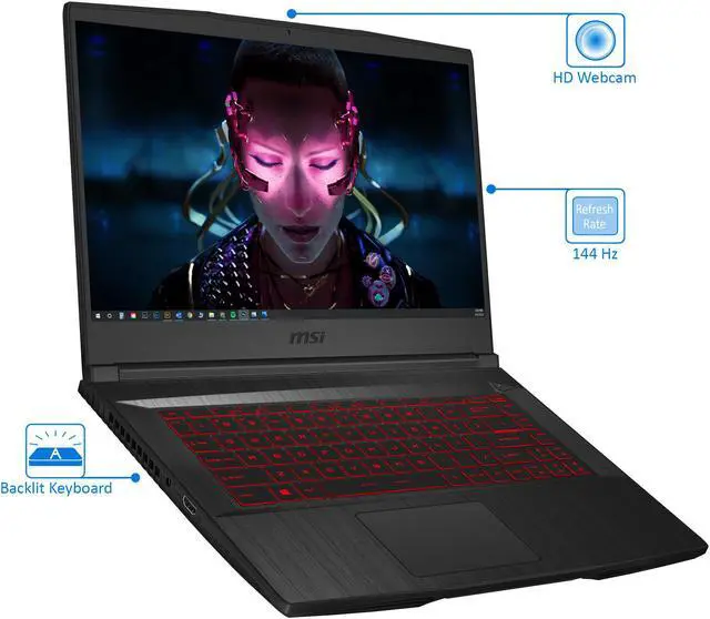 Alt view image 4 of 7 - MSI GF65 Gaming Notebook, 15.6" 144Hz FHD Display, Intel Core i7-9750H Upto 4.5GHz, 16GB RAM, 512GB NVMe SSD, NVIDIA GeForce RTX 2060, HDMI, Wi-Fi, Bluetooth, Windows 10 Pro