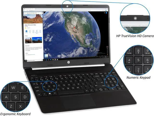 Alt view image 7 of 7 - HP 15 Notebook, 15.6" HD Touch Display, Intel Core i5-1035G1 Upto 3.6GHz, 8GB RAM, 256GB NVMe SSD, HDMI, Card Reader, Wi-Fi, Bluetooth, Windows 10 Pro