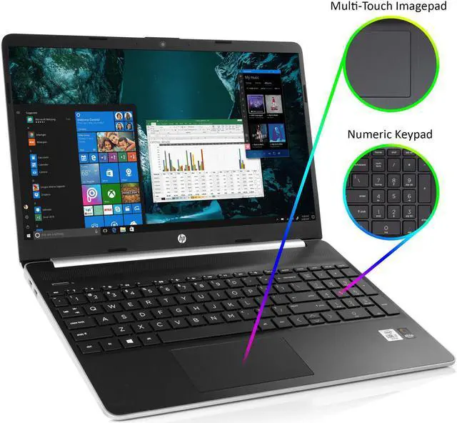 Alt view image 6 of 7 - HP 15 Notebook, 15.6" HD Touch Display, Intel Core i7-1065G7 Upto 3.9GHz, 8GB RAM, 256GB NVMe SSD, HDMI, Card Reader, Wi-Fi, Bluetooth, Windows 10 Pro
