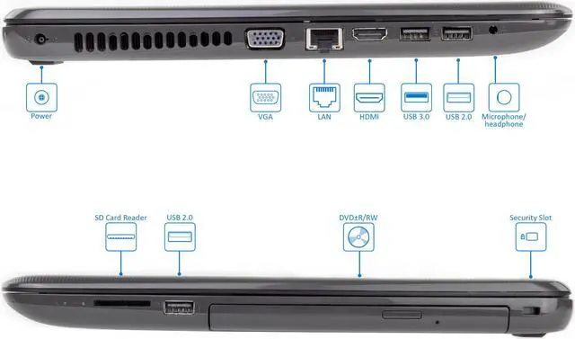 Alt view image 4 of 6 - HP 250 G5 15.6" HD Notebook, Intel Dual-Core i5-6200U Upto 2.8GHz, 8GB RAM, 256GB SSD, DVDRW, VGA, HDMI, Card Reader, Wi-Fi, Bluetooth, Windows 10 Pro
