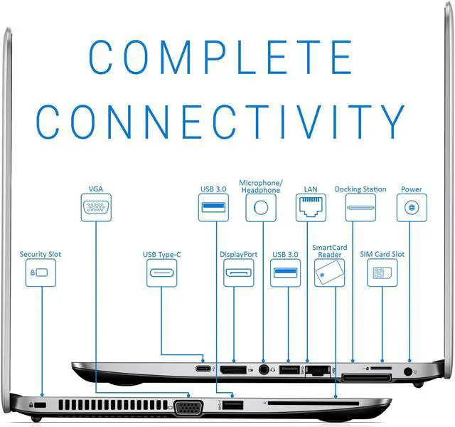 Alt view image 5 of 7 - HP EliteBook 840 G3 Notebook, 14" FHD Display, Intel Core i5-6300U Upto 3.0GHz, 8GB RAM, 256GB SSD, VGA, DisplayPort, Card Reader, Wi-Fi, Bluetooth, Windows 10 Pro (8DZ57UT)