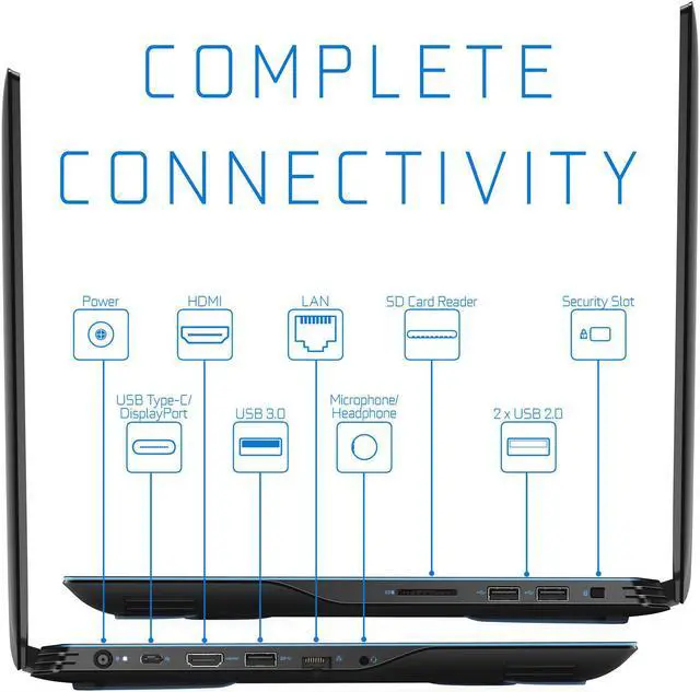 Alt view image 6 of 7 - Dell G3 Notebook, 15.6" FHD Display, Intel Core i7-9750H Upto 4.5GHz, 8GB RAM, 256GB SSD, NVIDIA GeForce GTX 1660 Ti, HDMI, Micro DP, Card Reader, Wi-Fi, Bluetooth, Windows 10 Pro