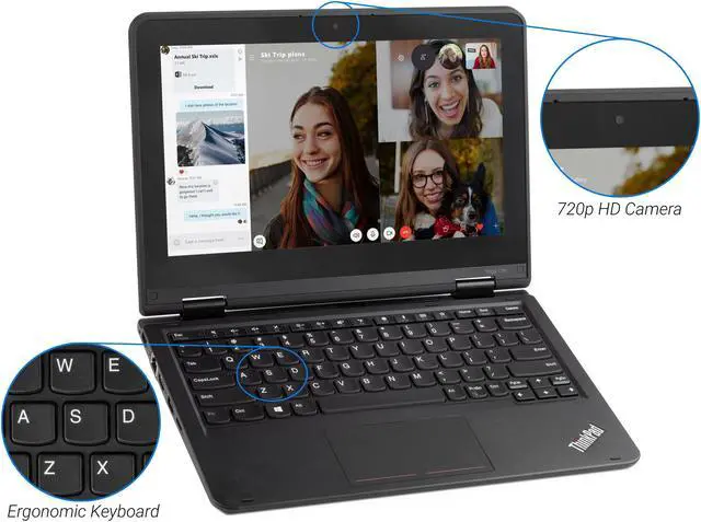 Alt view image 7 of 7 - Lenovo ThinkPad Yoga 11e 2-in-1, 11.6" HD Touch Display, Intel Celeron N4100 Upto 2.4GHz, 4GB RAM, 128GB SSD, HDMI, Card Reader, Wi-Fi, Bluetooth, Windows 10 Pro (20LNX50200)