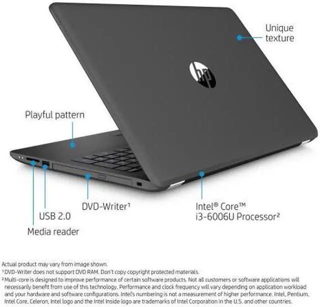 Alt view image 4 of 7 - HP 15.6" HD Touchscreen Notebook, Intel Dual-Core i3-6006U 2.0GHz, 8GB DDR4, 256GB SSD, DVD-Writer, Card Reader, HDMI, RJ-45, HD Graphics 520, Wifi, Bluetooth, USB, Windows 10 Professional 64Bit