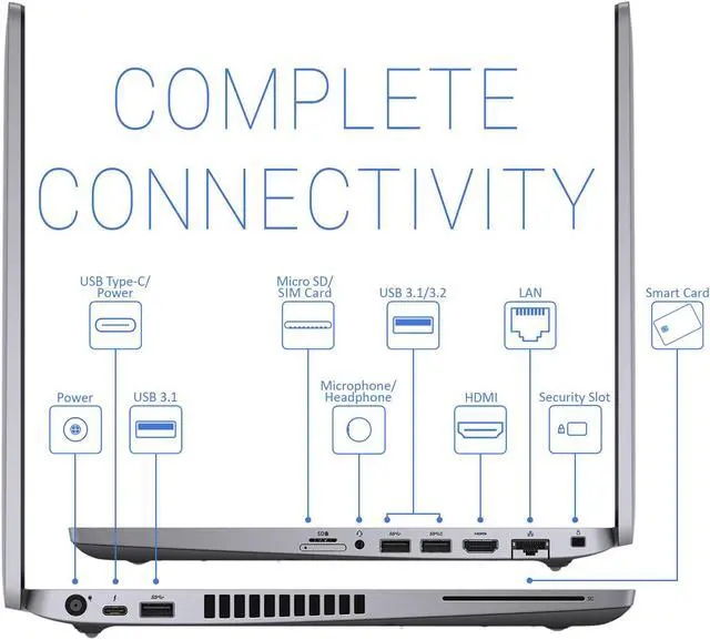 Alt view image 6 of 7 - Dell Latitude 5510 Notebook, 15.6" FHD Display, Intel Core i7-10610U Upto 4.9GHz, 8GB RAM, 256GB NVMe SSD, HDMI, DisplayPort via USB-C, Card Reader, Wi-Fi, Bluetooth, Windows 10 Pro (H48F7)
