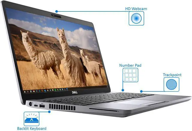 Alt view image 5 of 7 - Dell Latitude 5510 Notebook, 15.6" FHD Display, Intel Core i7-10610U Upto 4.9GHz, 8GB RAM, 256GB NVMe SSD, HDMI, DisplayPort via USB-C, Card Reader, Wi-Fi, Bluetooth, Windows 10 Pro (H48F7)
