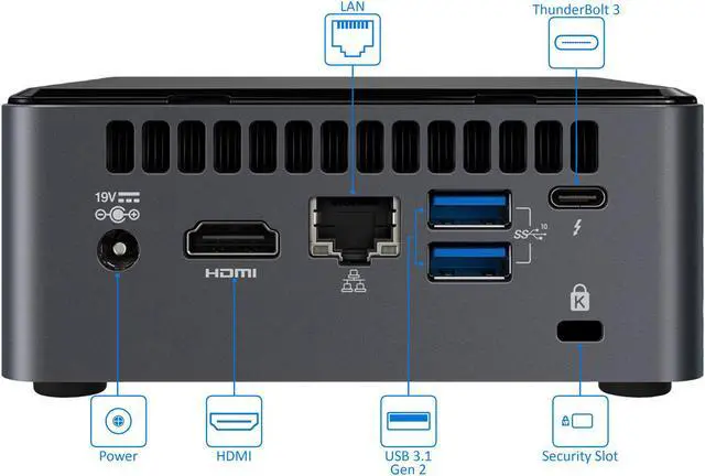 Alt view image 4 of 7 - Intel NUC10i7FNH Mini PC, Intel Core i7-10710U Upto 4.7GHz, 8GB RAM, 256GB SSD, HDMI, Thunderbolt, Card Reader, Wi-Fi, Bluetooth, Windows 10 Pro