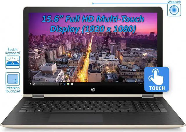 Alt view image 3 of 7 - HP Pavilion x360 2-in-1 Notebook, 15.6" IPS FHD Touchscreen, Intel Quad-Core i7-8550U Upto 4.0GHz, 8GB RAM, 256GB SSD, AMD Radeon 530, HDMI, Card Reader, Backlit Keyboard, Wi-Fi, BT, Windows 10 Pro