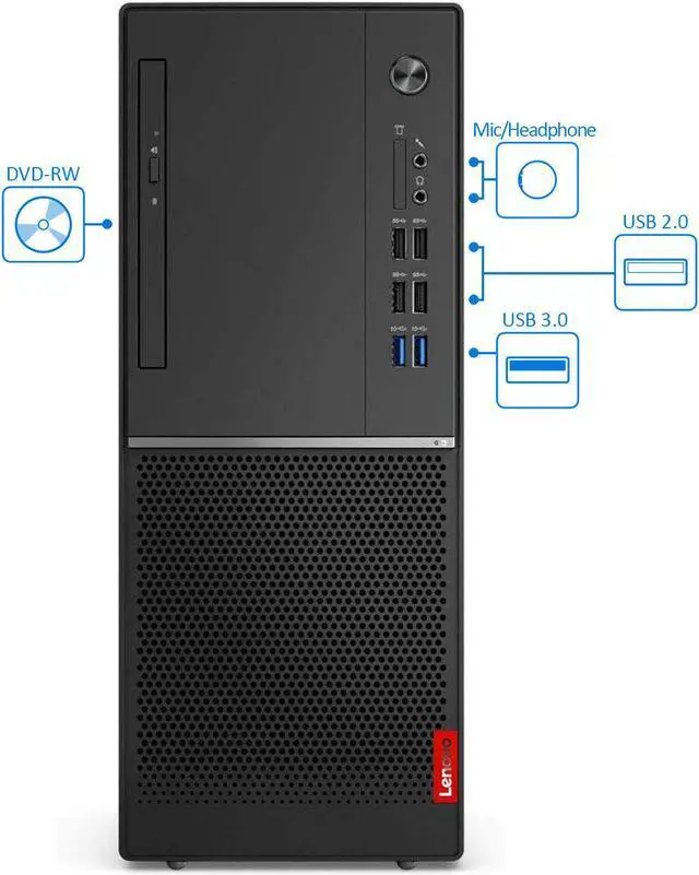 Alt view image 3 of 5 - Lenovo V530 Desktop, Intel Core i3-9100 Upto 4.2GHz, 8GB RAM, 256GB SSD, DVDRW, HDMI, DisplayPort, VGA, UK Keyboard, Wi-Fi, Windows 10 Pro