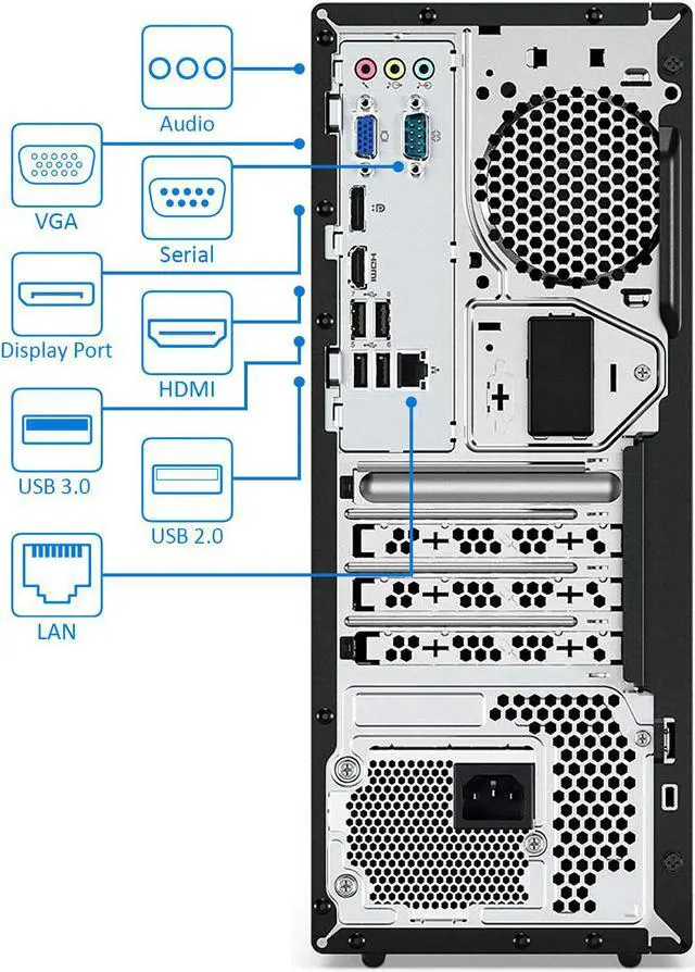 Alt view image 4 of 5 - Lenovo V530 Desktop, Intel Core i3-9100 Upto 4.2GHz, 8GB RAM, 256GB SSD, DVDRW, HDMI, DisplayPort, VGA, UK Keyboard, Wi-Fi, Windows 10 Pro