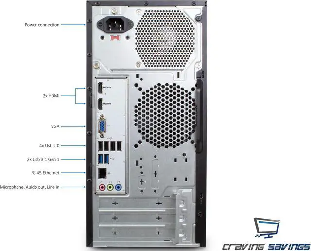 Alt view image 3 of 7 - Acer Aspire TC Series Destop, Intel Quad-Core i3-8100 3.6GHz, 8GB DDR4, 256GB SSD, DVD-RW, VGA, HDMI, USB, Card Reader, Wi-Fi, Bluetooth, Windows 10 Professional 64Bit