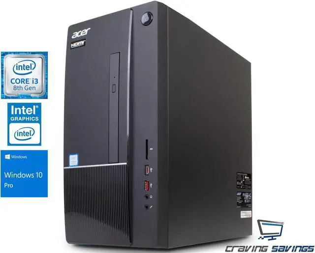 Main image of Acer Aspire TC Series Destop, Intel Quad-Core i3-8100 3.6GHz, 8GB DDR4, 256GB SSD, DVD-RW, VGA, HDMI, USB, Card Reader, Wi-Fi, Bluetooth, Windows 10 Professional 64Bit