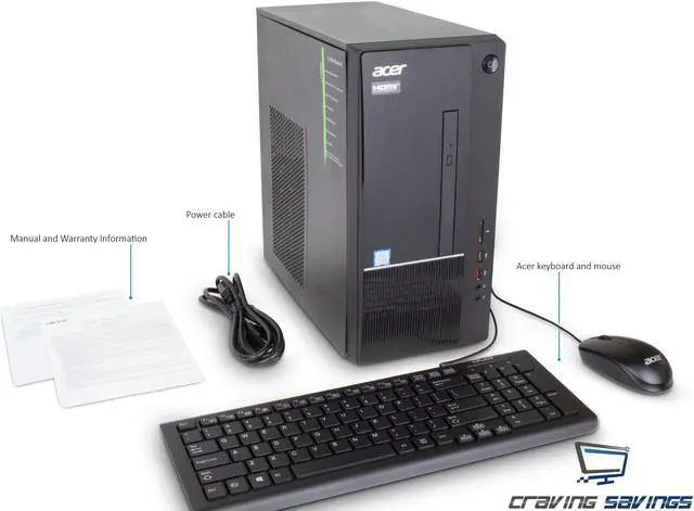 Alt view image 7 of 7 - Acer Aspire TC Series Destop, Intel Quad-Core i3-8100 3.6GHz, 8GB DDR4, 256GB SSD, DVD-RW, VGA, HDMI, USB, Card Reader, Wi-Fi, Bluetooth, Windows 10 Professional 64Bit