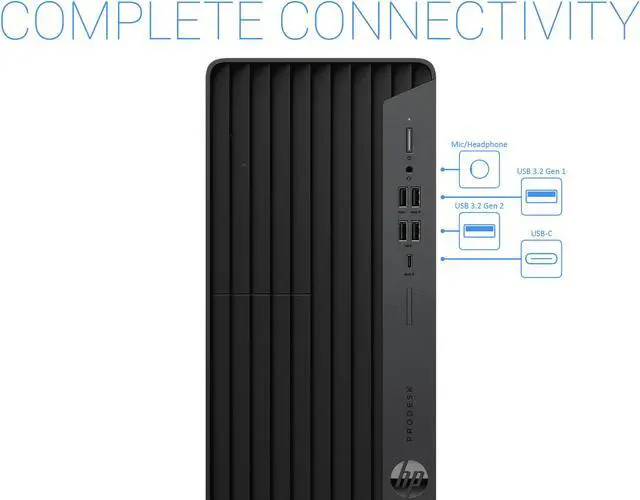 Alt view image 4 of 7 - HP ProDesk 600 G6 Desktop, Intel Core i5-10500 Upto 4.5GHz, 16GB RAM, 512GB NVMe SSD, DisplayPort, Wi-Fi, Bluetooth, Windows 10 Pro (304F1UC)