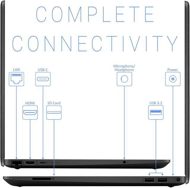 Alt view image 6 of 7 - HP 15 Laptop, 15.6" IPS FHD Display, Intel Celeron N4020 Upto 2.8GHz, 8GB RAM, 256GB SSD, HDMI, Card Reader, Wi-Fi, Bluetooth, Windows 10 Pro S