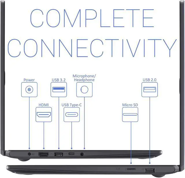 Alt view image 6 of 7 - ASUS E510MA Laptop, 15.6" HD Display, Intel Celeron N4020 Upto 2.8GHz, 4GB RAM, 256GB NVMe SSD, HDMI, Wi-Fi, Bluetooth, Windows 10 Pro