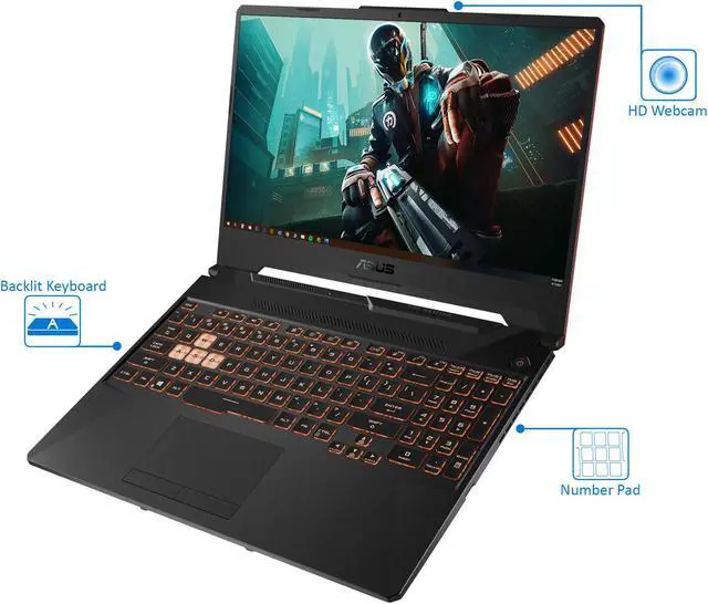 Alt view image 5 of 7 - ASUS TUF F15 Gaming Notebook, 15.6" FHD Display, Intel Core i5-10300H Upto 4.5GHz, 16GB RAM, 512GB NVMe SSD, NVIDIA GeForce GTX 1650 Ti, HDMI, DisplayPort, Wi-Fi, Bluetooth, Windows 10 Pro